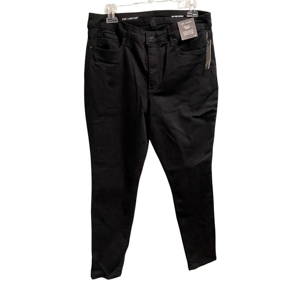 The Limited Mid Rise Skinny Black Jeans Size 14 NEW Classic Casual Stretch